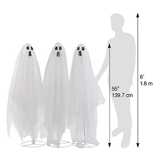 Quality Craft XL0445K Trio of Ghosts 55" Lights and Sound Halloween Decorations, White