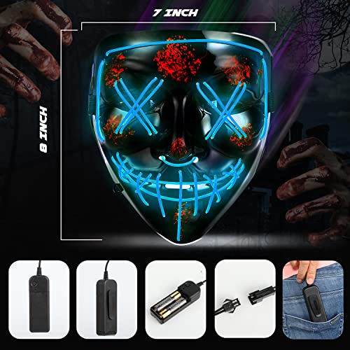 Heytech Halloween Mask Purge LED Mask for Festival Halloween Scary Party,Costume Cosplay ,Gifts (blue)