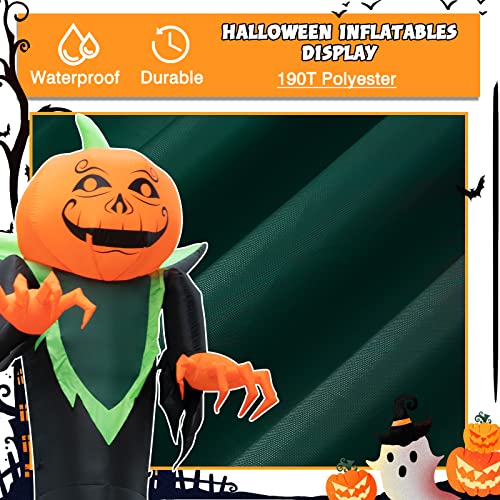12FT Tall Halloween Inflatable Ghost, Pumpkin Head Man