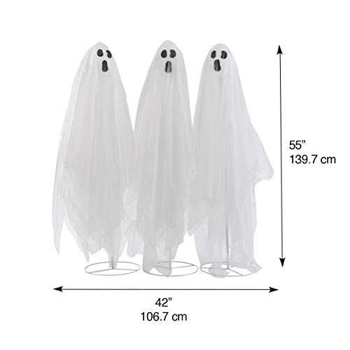 Quality Craft XL0445K Trio of Ghosts 55" Lights and Sound Halloween Decorations, White