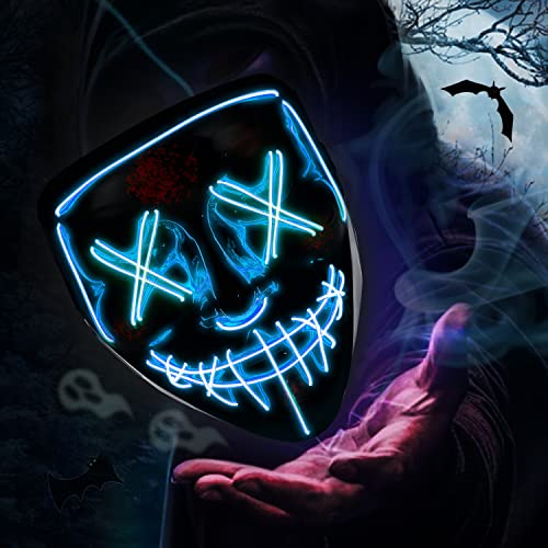 Heytech Halloween Mask Purge LED Mask for Festival Halloween Scary Party,Costume Cosplay ,Gifts (blue)