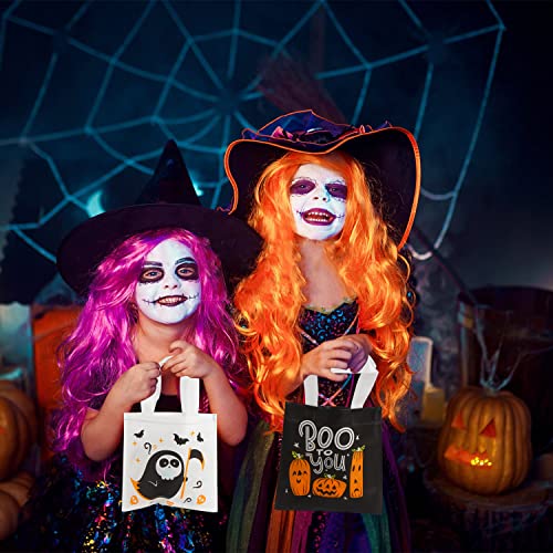 CCINEE 48pcs Halloween Non-Woven Bags, 8 Designs Trick or Treat Tote Reusable Gift Bags with Handles for Kids Halloween Candy Goodie Bags Party Favors and Supplies Snacks Bags