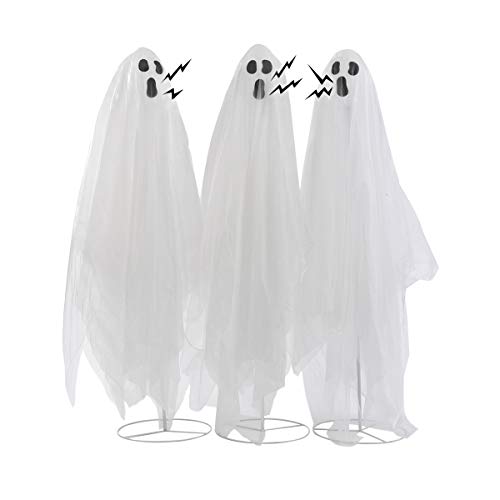 Quality Craft XL0445K Trio of Ghosts 55" Lights and Sound Halloween Decorations, White