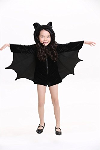 Cuteshower Kids Bat Jumpsuit Halloween Costume for Girls 6-8 Years Black