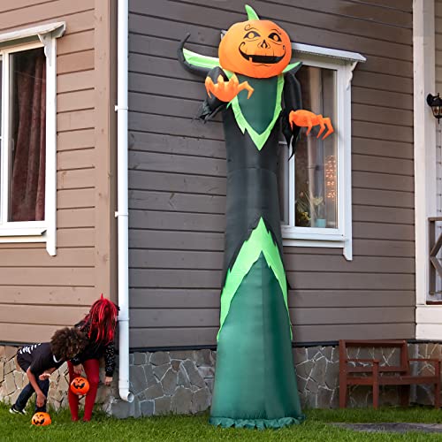 12FT Tall Halloween Inflatable Ghost, Pumpkin Head Man