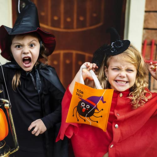 CCINEE 48pcs Halloween Non-Woven Bags, 8 Designs Trick or Treat Tote Reusable Gift Bags with Handles for Kids Halloween Candy Goodie Bags Party Favors and Supplies Snacks Bags
