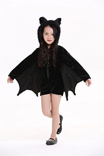 Cuteshower Kids Bat Jumpsuit Halloween Costume for Girls 6-8 Years Black