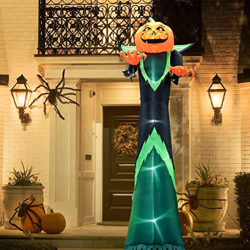 12FT Tall Halloween Inflatable Ghost, Pumpkin Head Man