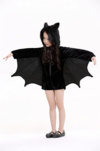 Cuteshower Kids Bat Jumpsuit Halloween Costume for Girls 6-8 Years Black