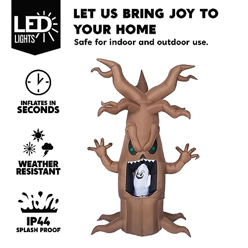 7ft Animated Scary Tree with Ghost for Outdoor Halloween Decor