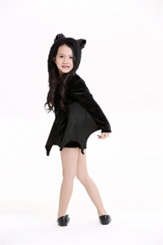 Cuteshower Kids Bat Jumpsuit Halloween Costume for Girls 6-8 Years Black