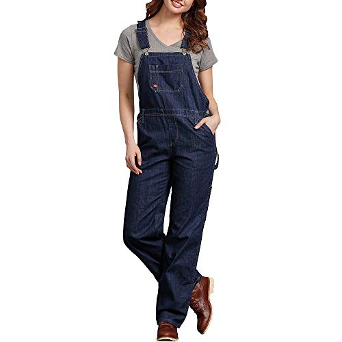Dickies womens Denim Bib overalls, Dark Indigo, X-Large US