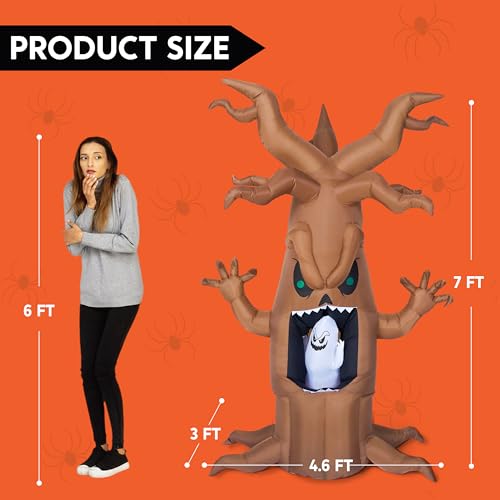 7ft Animated Scary Tree with Ghost for Outdoor Halloween Decor