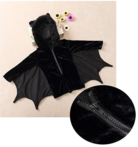 Cuteshower Kids Bat Jumpsuit Halloween Costume for Girls 6-8 Years Black