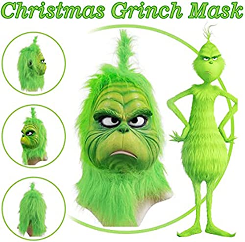 Green Monster Santa Costume: Grinches Mask & Gloves