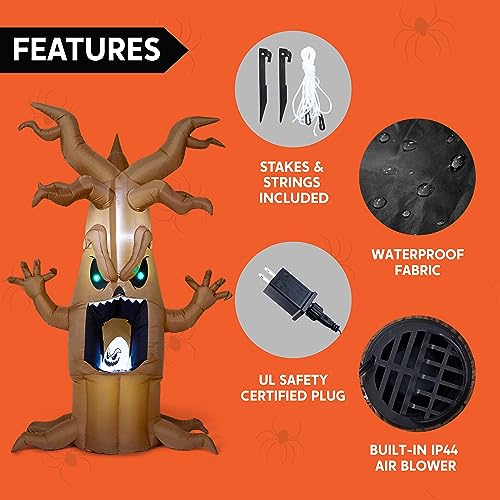 7ft Animated Scary Tree with Ghost for Outdoor Halloween Decor