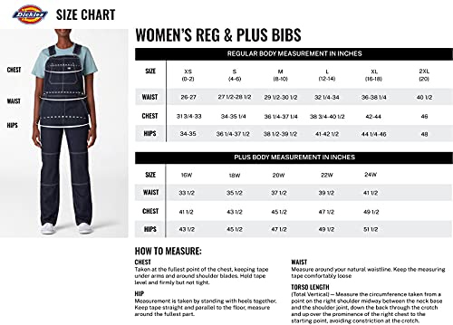 Dickies womens Denim Bib overalls, Dark Indigo, X-Large US