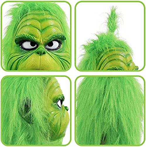 Green Monster Santa Costume: Grinches Mask & Gloves