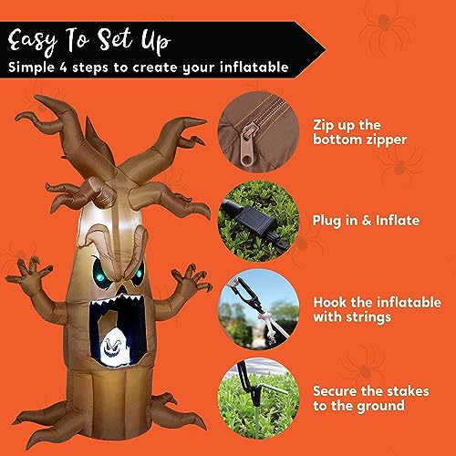 7ft Animated Scary Tree with Ghost for Outdoor Halloween Decor