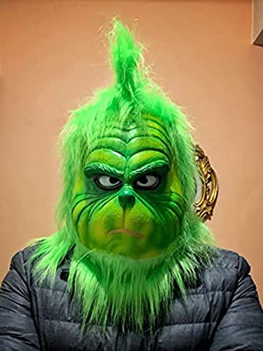 Green Monster Santa Costume: Grinches Mask & Gloves