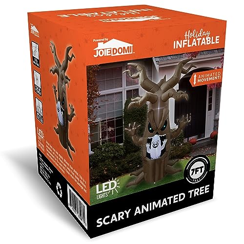 7ft Animated Scary Tree with Ghost for Outdoor Halloween Decor