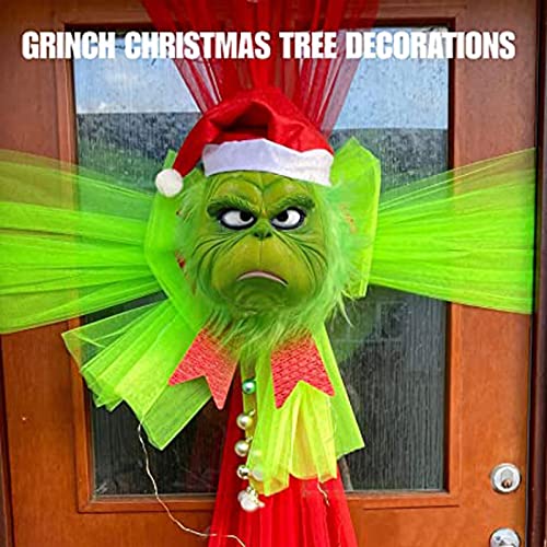 Green Monster Santa Costume: Grinches Mask & Gloves