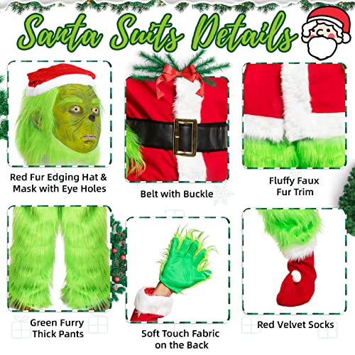 Green Monster Costume: Adult Santa Claus Outfit