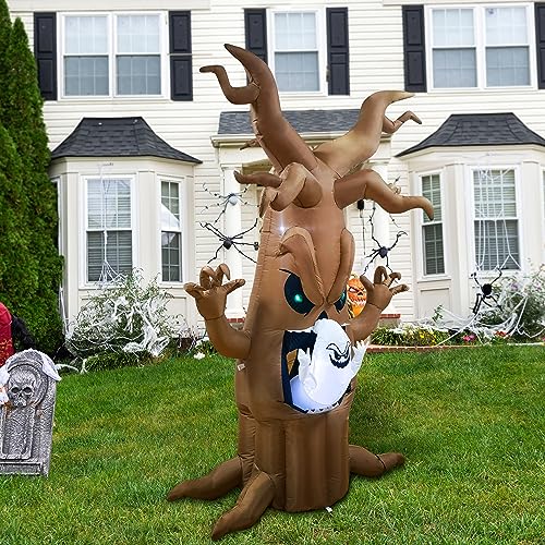 7ft Animated Scary Tree with Ghost for Outdoor Halloween Decor