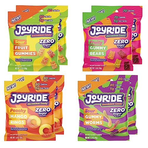 JOYRIDE Keto Gummies, Variety Pack – Keto Candy with Low Sugar & Low Net Carbs – Low Calorie Snacks – Vegan Gummy Candy with no Sugar Alcohols (Pack of 8)