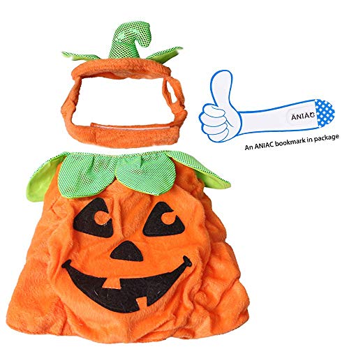 ANIAC Pet Pumpkin Costume Cat Halloween Hat Cloak Sets Puppy Poncho Dog Halloween Cosplay for Kitty Small Medium Sized Dog