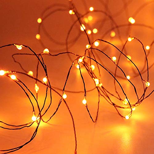 Twinkle Star, 3 Inches Indoor Outdoor, LED String Light Dimmable Control Starry Black Wire Lights Home Lighting Bedroom Wedding Christmas Party Decoration, Orange