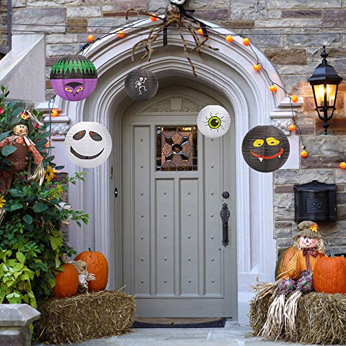 Halloween Decorations Paper Lanterns（8PCS)，Hanging Lantern Spider Skeleton Pumpkin for Halloween Indoor & Outdoor Spooky Home Décor，Halloween Party Supplies Décor