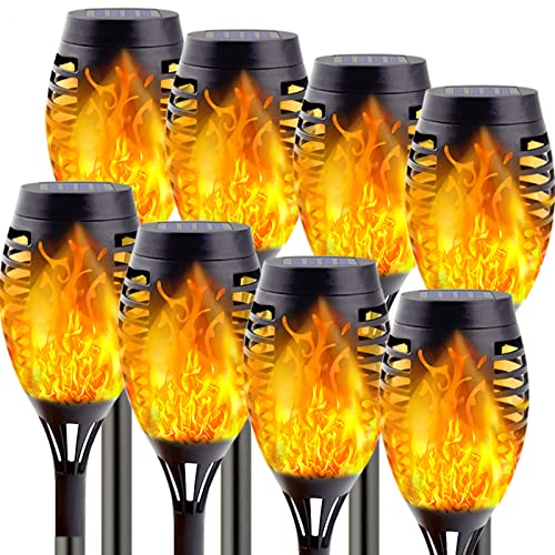 8-Pack Solar Torch Light with Flickering Flame, Upgraded Solar Flame Torch for Garden Decorations, Waterproof Solar Outdoor Lights for Landscape Party Yard Patio Outside Decoration - Auto On/Off