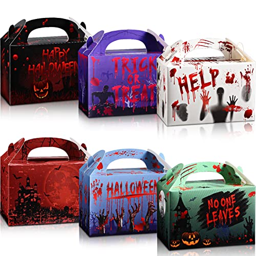 Pajean 24 Pack Halloween Candy Boxes with Handles Trick or Treat Gift Boxes Happy Halloween Cookies Goodie Boxes Candy Container Paper Boxes For Kids Halloween Party Favor Supplies Decoration
