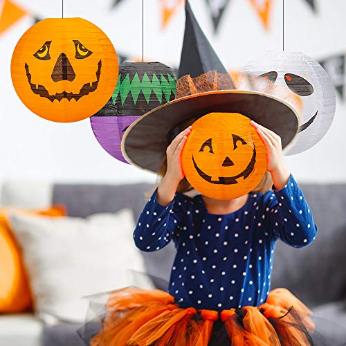 Halloween Decorations Paper Lanterns（8PCS)，Hanging Lantern Spider Skeleton Pumpkin for Halloween Indoor & Outdoor Spooky Home Décor，Halloween Party Supplies Décor