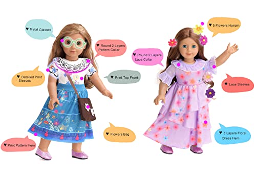 sweet dolly 18 Inch Doll Clothes Mirabel Isabella Costume Accesories Magic Costume Flowers Princess Dresses for 18" Doll