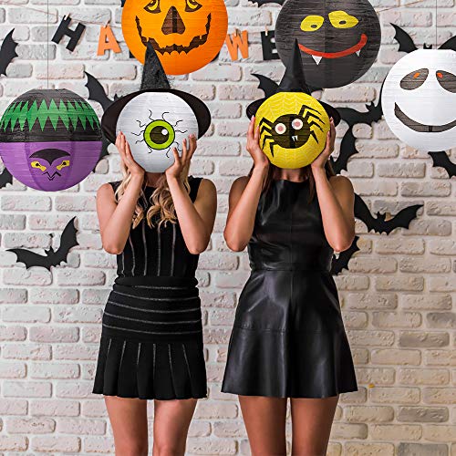Halloween Decorations Paper Lanterns（8PCS)，Hanging Lantern Spider Skeleton Pumpkin for Halloween Indoor & Outdoor Spooky Home Décor，Halloween Party Supplies Décor