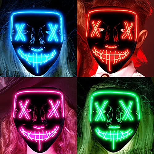 Lumiparty 4 PACK Halloween Scary Mask LED Mask LED Purge Mask LED Light Up Mask for Halloween Costume. (style3)