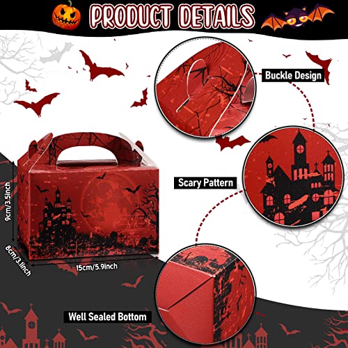 Pajean 24 Pack Halloween Candy Boxes with Handles Trick or Treat Gift Boxes Happy Halloween Cookies Goodie Boxes Candy Container Paper Boxes For Kids Halloween Party Favor Supplies Decoration