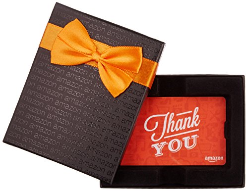 Amazon.com Gift Card in a Black Gift Box (Thank You Icons Card Design)