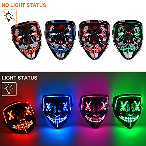 Lumiparty 4 PACK Halloween Scary Mask LED Mask LED Purge Mask LED Light Up Mask for Halloween Costume. (style3)