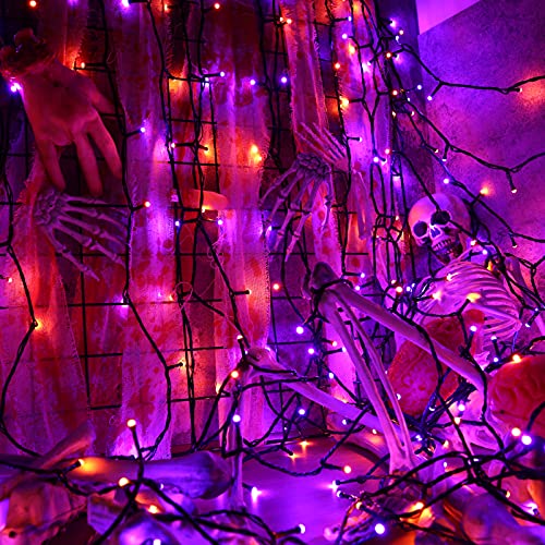 Toodour Halloween Orange & Purple Lights, 131ft 350 LED Plug in Halloween String Lights with 8 Modes and Timer, Connectable Outdoor Halloween Lights for Home, Party, Halloween Decor
