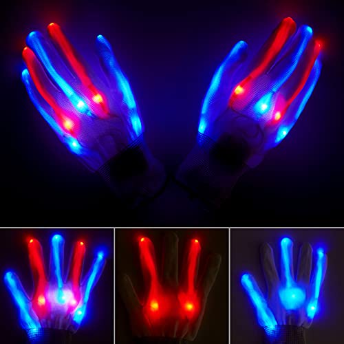 Lumiparty 2PACK Halloween Led Mask skeleton Gloves Set,Light Up Scary Mask Purge Mask with LED Glow Gloves for Halloween Costume.
