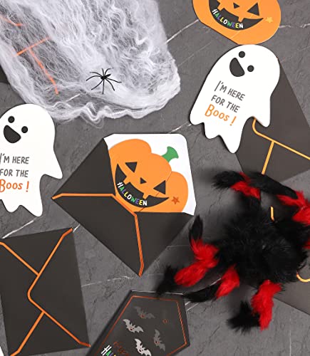 Winoo Design Happy Halloween Cards and Envelopes - 24 PK - Small Halloween Greeting Cards Halloween Thank You Cards Funny Halloween Cards for Kids Children Halloween Note Cards Halloween Card Pack