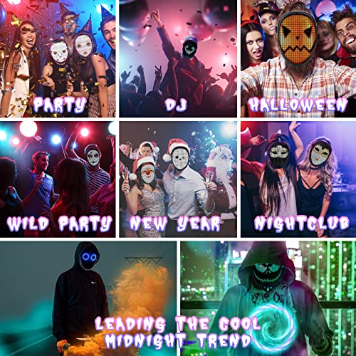 AINSKO LED Mask With Face Transforming- APP Controlled & Programmable Digital LED Light Up Mask With Bluetooth, Halloween Luminous Smart Mask for Kids Adults Men Party Costume DJ Cosplay Masquerade(Rechargable)