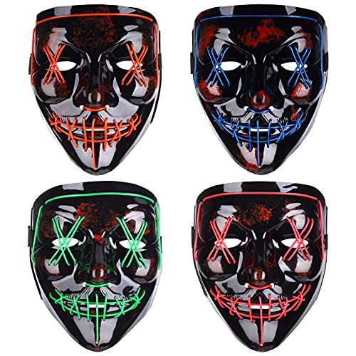 Lumiparty 4 PACK Halloween Scary Mask LED Mask LED Purge Mask LED Light Up Mask for Halloween Costume. (style3)