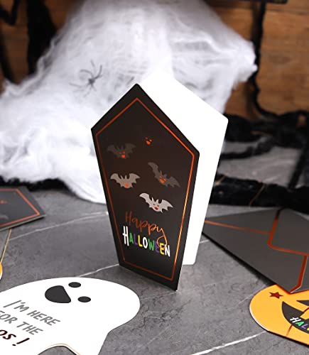 Winoo Design Happy Halloween Cards and Envelopes - 24 PK - Small Halloween Greeting Cards Halloween Thank You Cards Funny Halloween Cards for Kids Children Halloween Note Cards Halloween Card Pack
