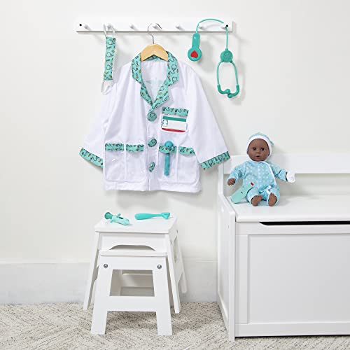 Melissa & Doug Doctor Role Play Dress-Up Set (7 pcs) - Pretend Play Costume And Kit With Stethoscope For Kids