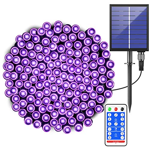 Solar Purple Christmas Lights Outdoor - 72FT 200 LED Waterproof Mini Solar Powered Purple String Lights 8 Modes Solar Outdoor Tree lights for Christmas Party Patio Garden Holiday Yard Xmas Decoration