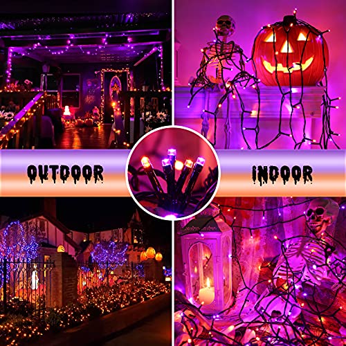 Toodour Halloween Orange & Purple Lights, 131ft 350 LED Plug in Halloween String Lights with 8 Modes and Timer, Connectable Outdoor Halloween Lights for Home, Party, Halloween Decor